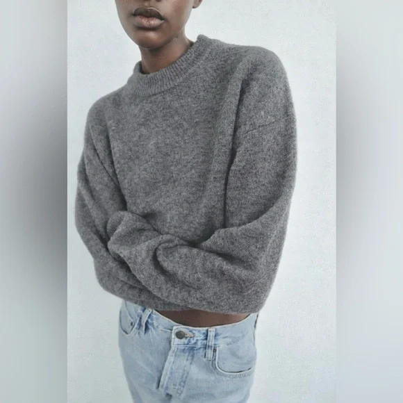 Zara grey crop sweater - Picture 1 of 4